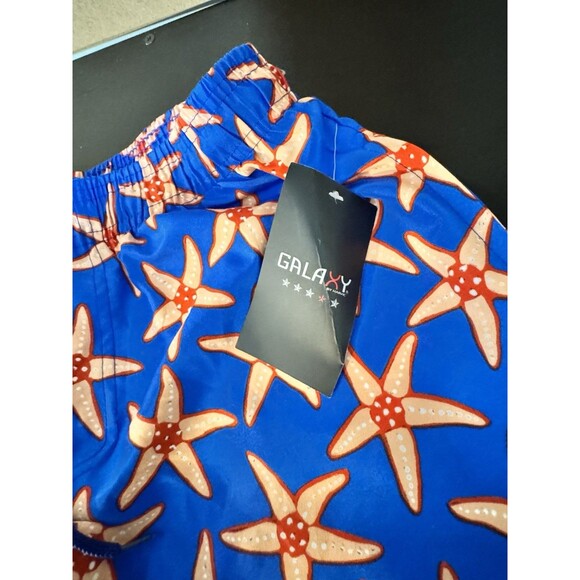 Galaxy by Harvic Men’s Swim Trunks M Blue Starfish Print Board Shorts New - Picture 2 of 4